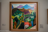 <center>Musée d'Art Moderne de Céret</center>Auguste Herbin (1882-1960)
Paysage de Céret 1913
Huile sur toile. Séjours à Céret en 1913, 1918-1920 et 1923
Lors de son séjour à Céret en 1913, Herbin peint plusieurs vues de la cité catalane. Il s'inspire alors du cubisme mais reste attaché à une forme de figuration et recourt rapidement à la couleur puissante et vive.
Ici on identifie le site du vieux pont d'entrée dans la ville : détails architecturaux, le pont de chemin de fer, la rivière du Tech, les montagnes environnantes avec le Canigou en fond.