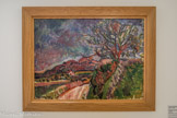 <center>Musée d'Art Moderne de Céret</center>Pinchus Krémègne (1890-1981)
Paysage de Céret v.1920
Huile sur toile. Séjours à Céret entre 1918 et 1939. Installation après-guerre.
Krémègne étudie à l'Ecole des beaux-arts de Vilnius avec Soutine et Kikoïne. A Paris, en 1912, il découvre le travail de Van Gogh, Cézanne-
Dans une évolution très personnelle, son expressionnisme emprunte è Cézanne la construction de la composition et aux fauves le goût de la couleur. Inlassable peintre de paysages, le point de vue plongeant est observé ici depuis le Castellas, demeure de Pierre Brune.