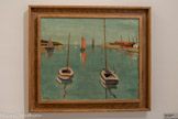 <center>Musée d'Art Moderne de Céret</center>Albert Marquet (1875-1947)
Voiliers, entrée du Port de la Rochelle
1920
Huile sur toile. Séjours à Collioure en 1905, 1912, 1914, à Collioure et Céret en 1940.
Admis à 17 ans à l'Ecole nationale des Arts Décoratifs à Paris, Albert Marquet se lie d'amitié avec Henri Matisse. Aussi bon peintre de figures que de paysages, il a une prédilection pour les paysages urbains, les ports. Adhérant aux tons purs du fauvisme, il est surtout attiré par la concision de l'estampe japonaise. Le trait est spontané, synthétique, les tableaux sont peints par séries.