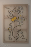 <center>Musée d'Art Moderne de Céret</center>Christian Bonnefoi (1948, Salindres)
Vit et travaille à Changy et à Parts
Babel XIV 3. Babel XIV 4 1999
Acrylique et graphite sur toile. Le langage pictural de Christian Bonnefoi mêle le dessin, la peinture, le montage et le collage. Ses tableaux sont composés de châssis laissant voir leurs silhouettes sous la tarlatane transparente qui remplace l'habituelle toile opaque. Il applique un système d'encollage, de décollage et de report de matière picturale, mêlant formes et contre- formes. Chaque épaisseur, chaque couche visible ou supposée, nous dit le mouvement du corps de l'artiste et le temps d'exécution de chaque geste.
