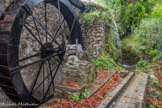 <center>La Tour-sur-Tinée. </center>Le roue qui actionnait la meule du moulin à huile. Le lavoir reçoit une eau toujours propre grâce à une prise d’eau située en amont des moulins.