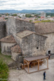 <center>Montélimar. Le château des Adhémar. </center> Vue du chemin de ronde. Chapelle Saint-Pierre, 11ème siècle.